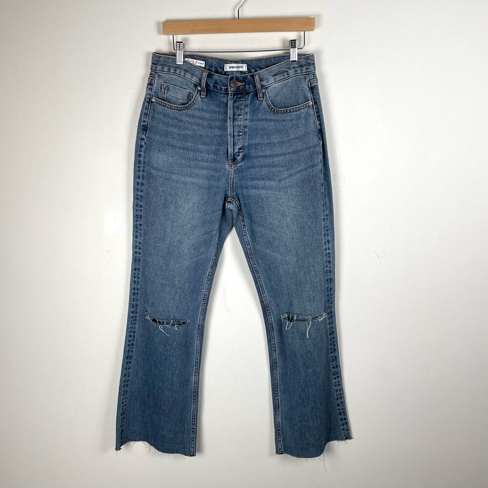 Vigoss Royce 70s Stovepipe Straight Leg Jeans Size 29 Medium Wash Distressed